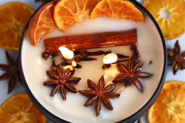 Holiday Ritual Candle ~Yule Ritual Candle~Handcrafted Natural Orange & Cinnamon Soy Candle~Christmas Intention Candle~