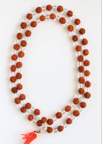 Meditation Mala~Radruksha + Clear Quartz Mala~Yogi Mala