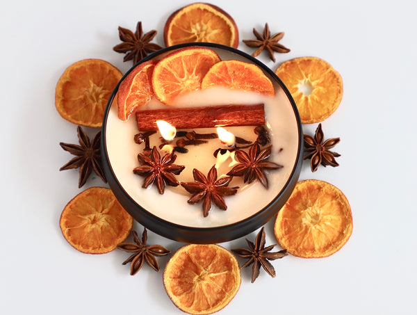 Holiday Ritual Candle ~Yule Ritual Candle~Handcrafted Natural Orange & Cinnamon Soy Candle~Christmas Intention Candle~