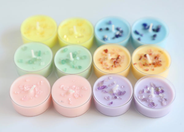 Intention Tealight Candles~Crystal Tealight Candles~