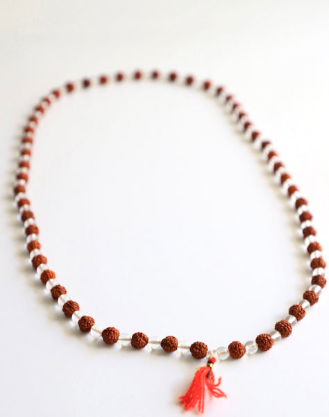 Meditation Mala~Radruksha + Clear Quartz Mala~Yogi Mala
