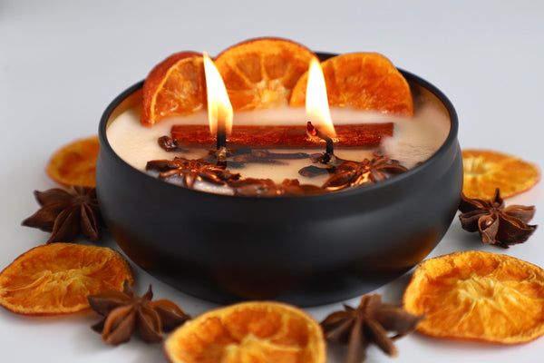 Holiday Ritual Candle ~Yule Ritual Candle~Handcrafted Natural Orange & Cinnamon Soy Candle~Christmas Intention Candle~