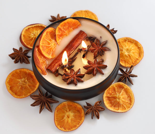 Holiday Ritual Candle ~Yule Ritual Candle~Handcrafted Natural Orange & Cinnamon Soy Candle~Christmas Intention Candle~