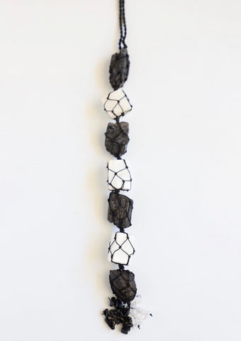 Selenite and Black Tourmaline Crystal Hanging Talisman~Protection Talisman