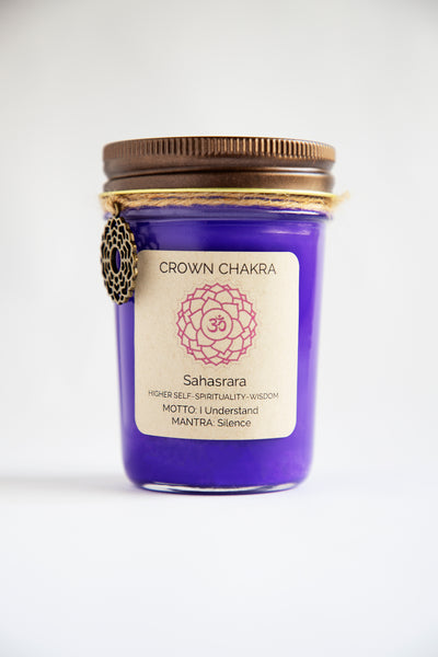 CROWN CHAKRA BALANCE CANDLE: ~HIGHER SELF~SPIRITUALITY~WISDOM~ 100% Organic Coconut & Soy Wax