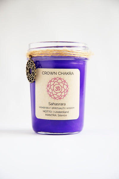 CROWN CHAKRA BALANCE CANDLE: ~HIGHER SELF~SPIRITUALITY~WISDOM~ 100% Organic Coconut & Soy Wax