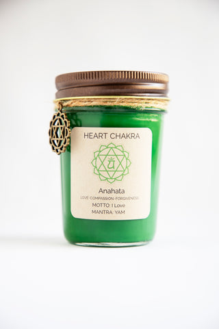 HEART CHAKRA BALANCE CANDLE: ~LOVE~COMPASSION~FORGIVENESS~ 100% Organic Coconut & Soy Wax