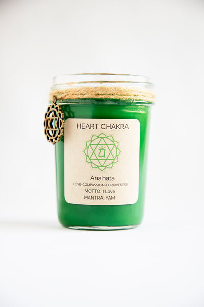 HEART CHAKRA BALANCE CANDLE: ~LOVE~COMPASSION~FORGIVENESS~ 100% Organic Coconut & Soy Wax
