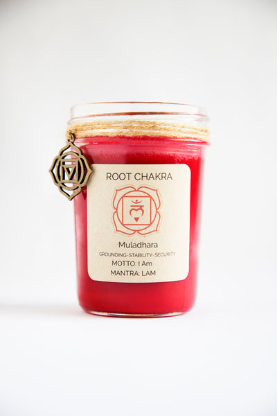 ROOT CHAKRA BALANCE CANDLE : ~GROUNDING~STABILITY~SECURITY~ 100% Organic Soy and Coconut Wax