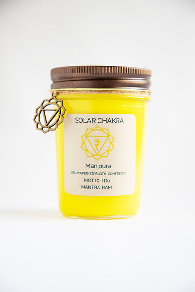 SOLAR CHAKRA BALANCE CANDLE ~WILLPOWER~CONFIDENCE~SELF ESTEEM~  100% Organic Coconut & Soy Wax