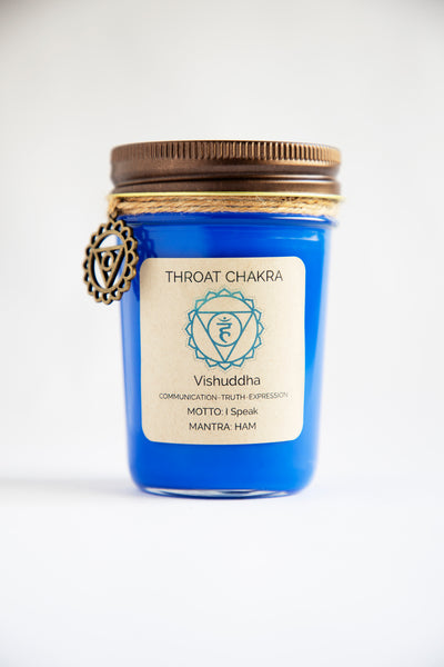 THROAT CHAKRA BALANCE CANDLE: ~COMMUNICATION~TRUTH~EXPRESSION~ 100% Organic Coconut & Soy Wax
