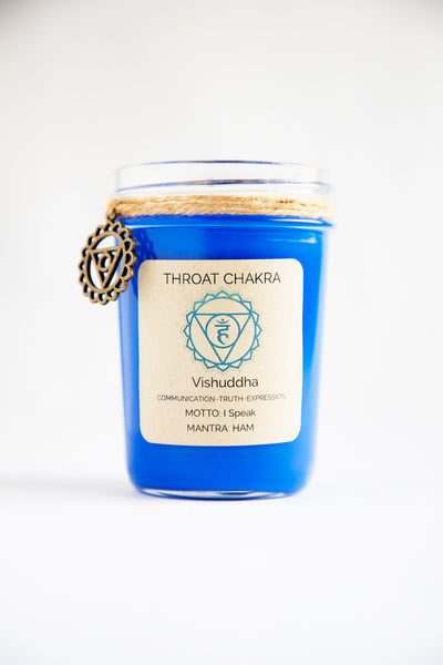 THROAT CHAKRA BALANCE CANDLE: ~COMMUNICATION~TRUTH~EXPRESSION~ 100% Organic Coconut & Soy Wax
